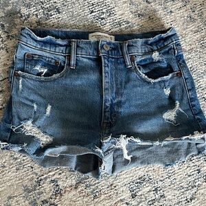 Abercrombie & Fitch Ripped Blue Jean Shorts